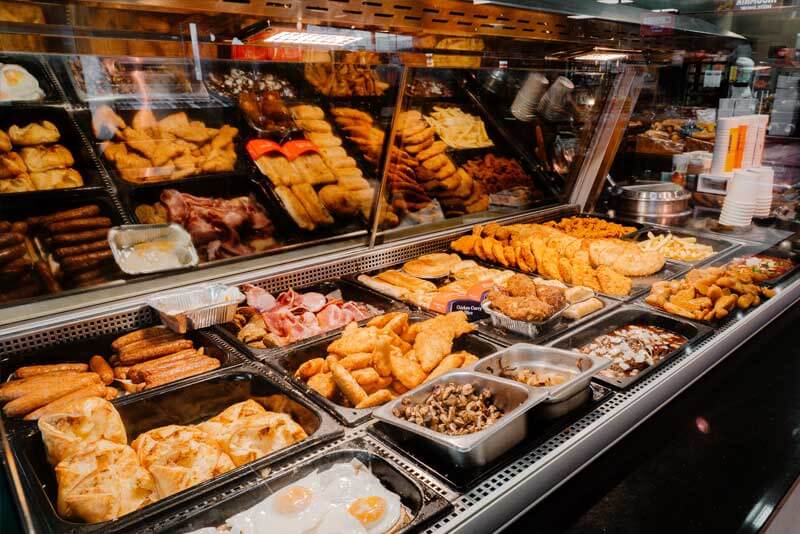Hot food counter at Flynn's Tullow